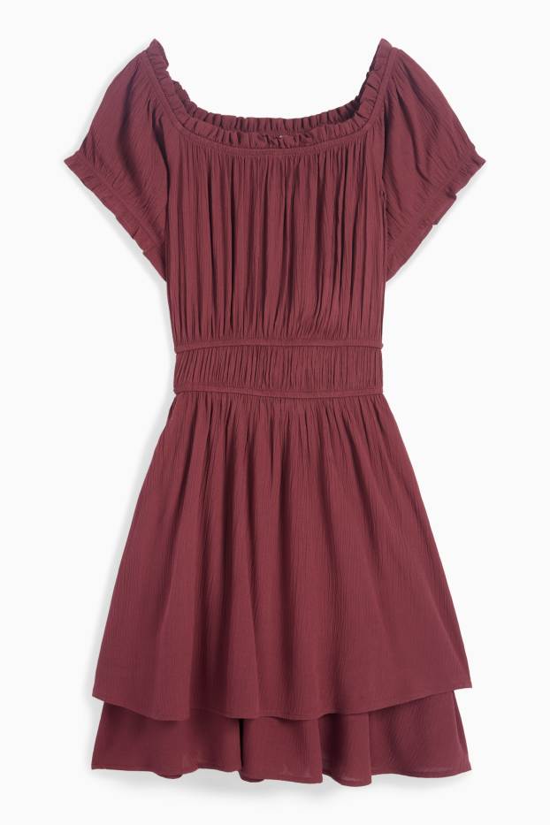 Dames - Fit & flare-jurk - bordeaux