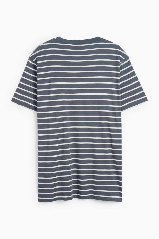 Men - T-shirt - regular fit - striped - dark gray