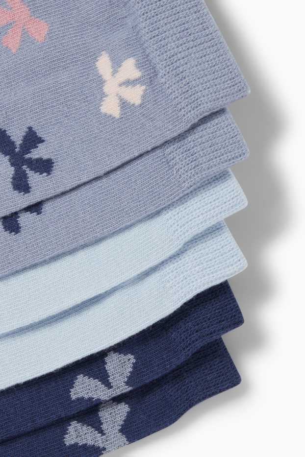 Donna - Confezione da 3 - calze con motivo - fiocco - blu