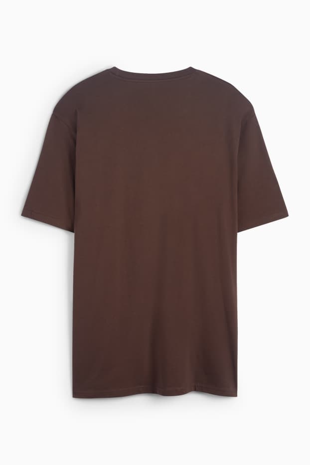 Heren - T-shirt - relaxed fit - Tupac - donkerbruin