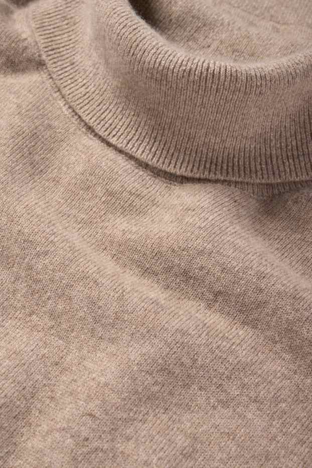 Men - Cashmere polo neck jumper - light brown