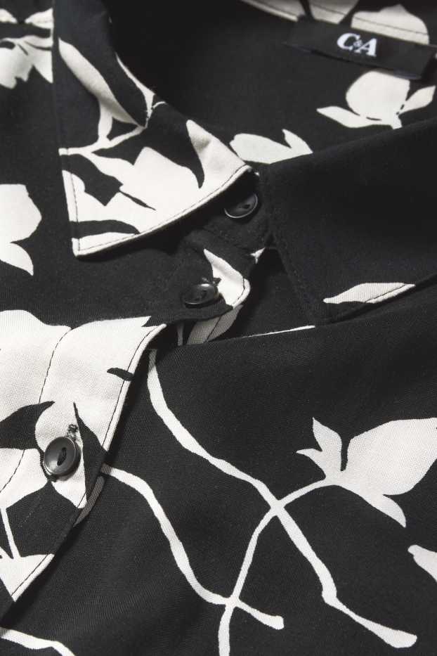 Mujer - Blusa - de flores - negro / blanco