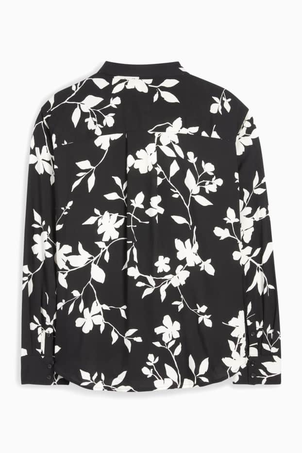 Mujer - Blusa - de flores - negro / blanco