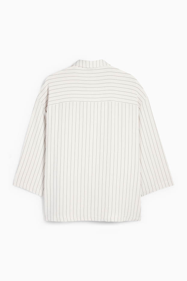 Damen - Bluse - gestreift - cremeweiß