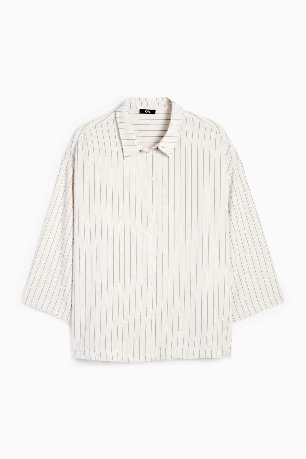 Damen - Bluse - gestreift - cremeweiß
