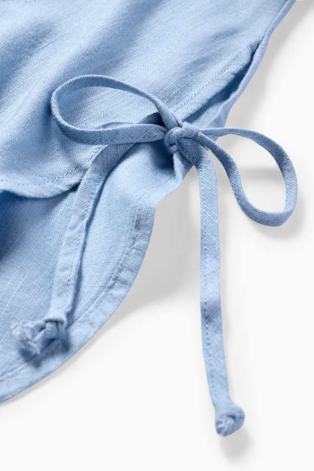 Damen - Bluse mit Leinen-Anteil - hellblau