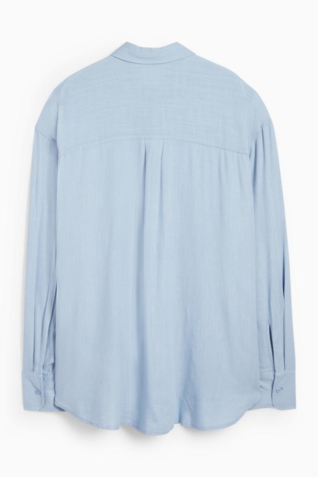 Damen - Bluse mit Leinen-Anteil - hellblau