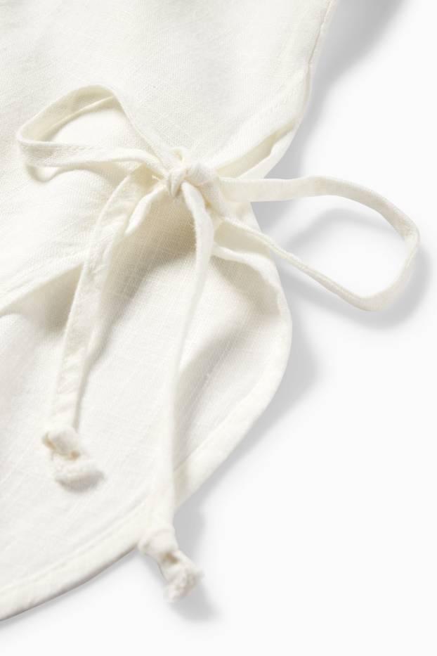 Damen - Bluse mit Leinen-Anteil - cremeweiss