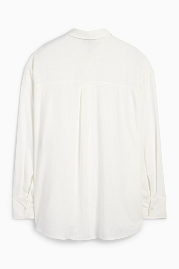 Damen - Bluse mit Leinen-Anteil - cremeweiss