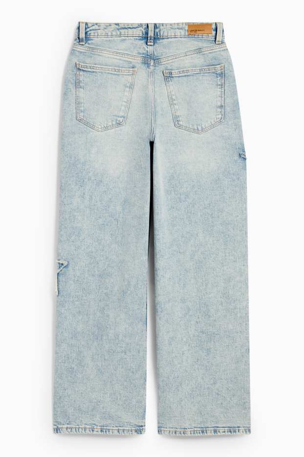 Kinder Mädchen - Stern - Wide Leg Jeans - helljeansblau