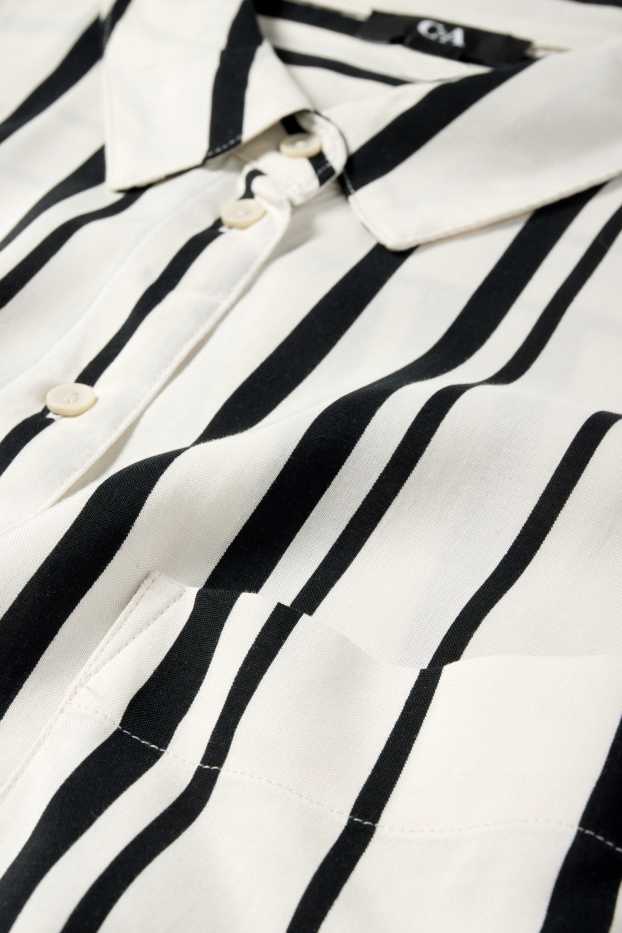 Damen - Bluse - gestreift - weiss / schwarz