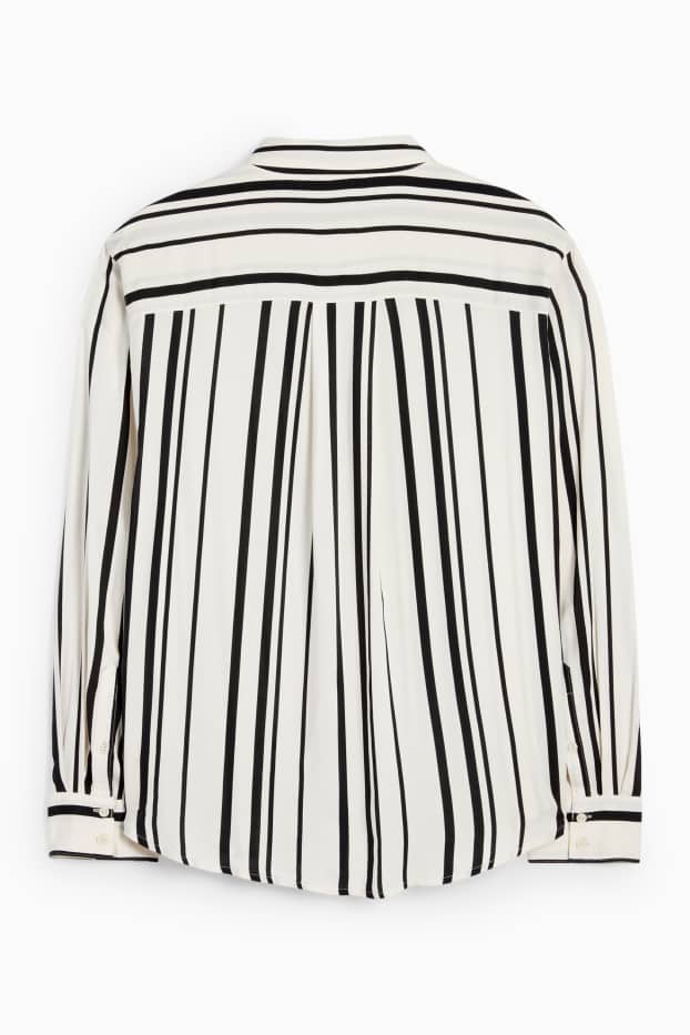 Damen - Bluse - gestreift - weiss / schwarz