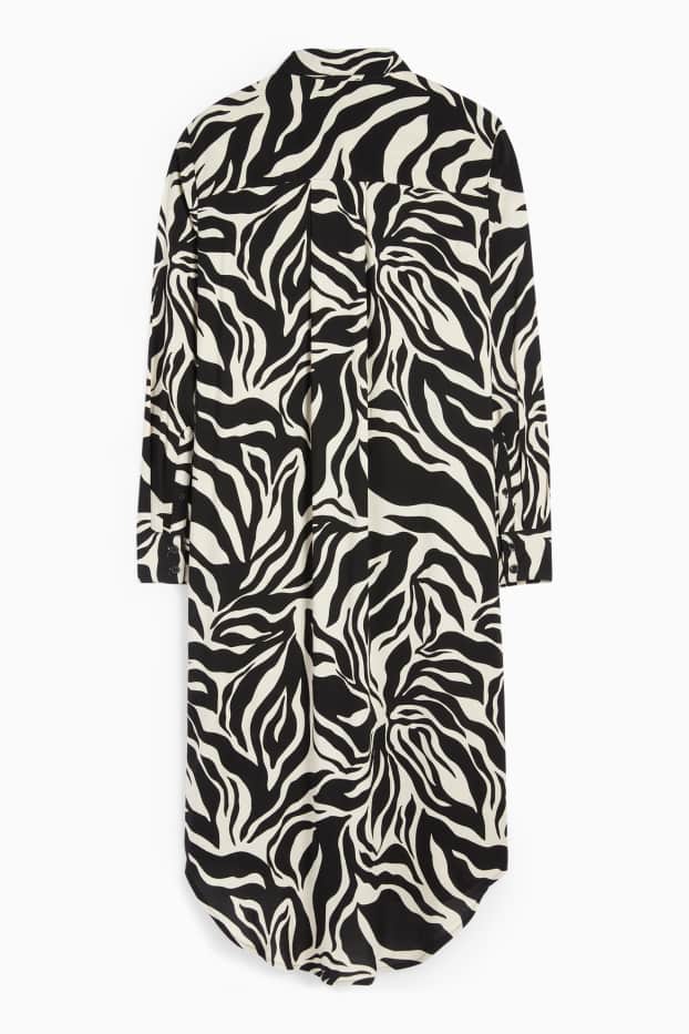 Mujer - Vestido camisero - estampado - negro / beis