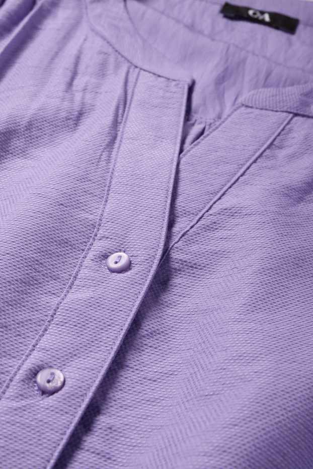 Dames - Blouse met V-hals - met structuur - paars