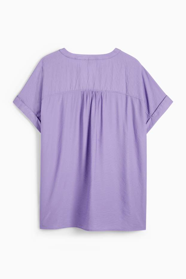 Dames - Blouse met V-hals - met structuur - paars