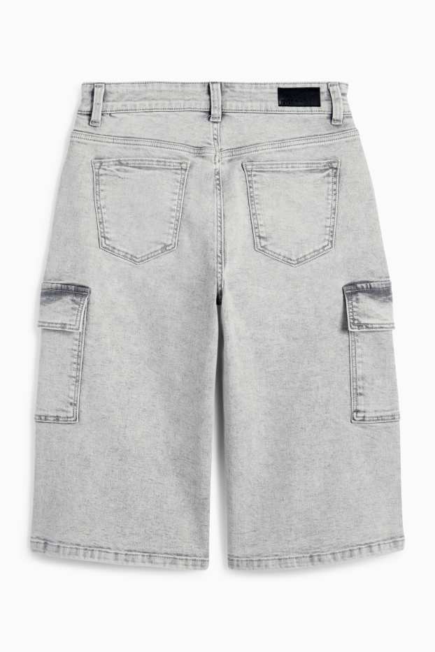 Copii - Fete - Bermude cargo de blugi - denim-gri deschis