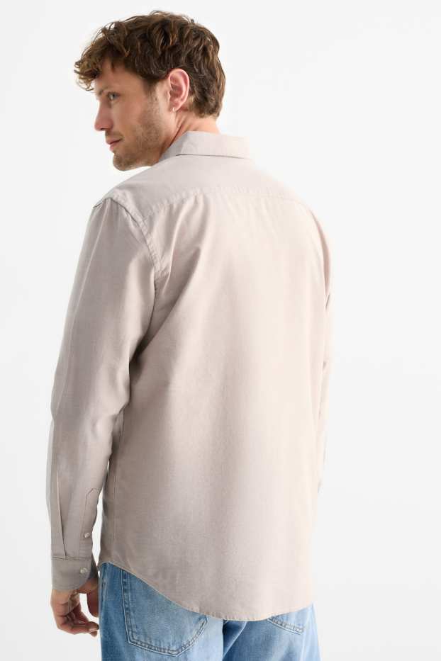 Hommes - Chemise - regular fit - col button-down - beige clair