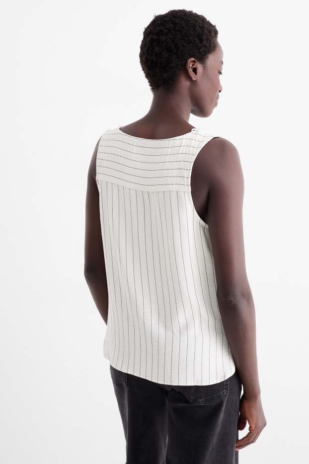 Dames - Blousetop - gestreept - zwart / wit