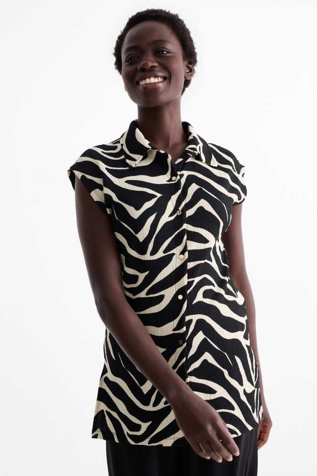 Dona - Brusa sense mànigues - estampada - blanc/negre