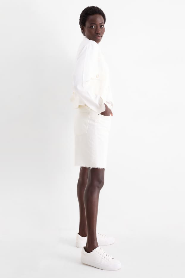 Mujer - Shorts vaqueros - mid waist - LYCRA® - blanco