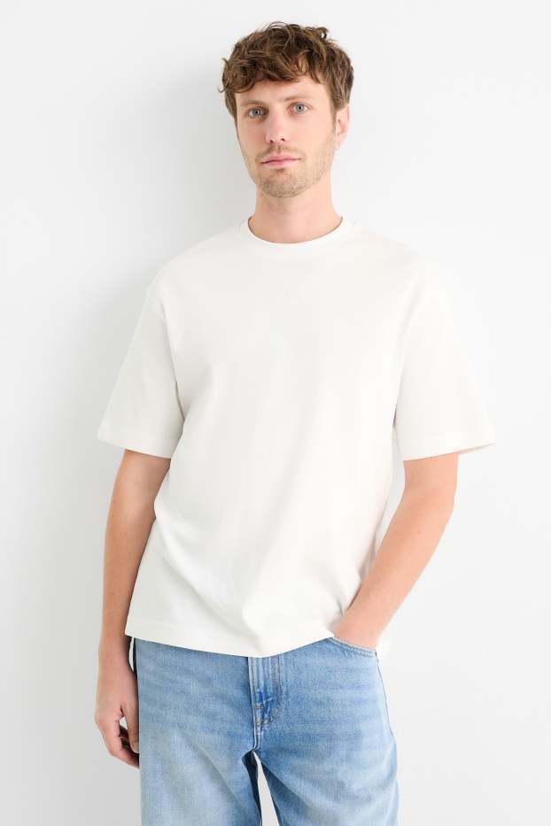 Pánské - Tričko - relaxed fit - bílá