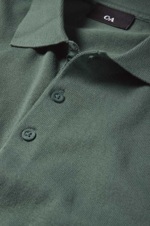 Herren - Strick-Poloshirt - Regular Fit - grün