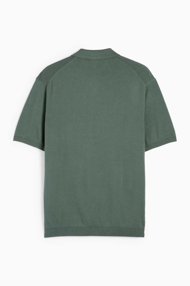 Herren - Strick-Poloshirt - Regular Fit - grün