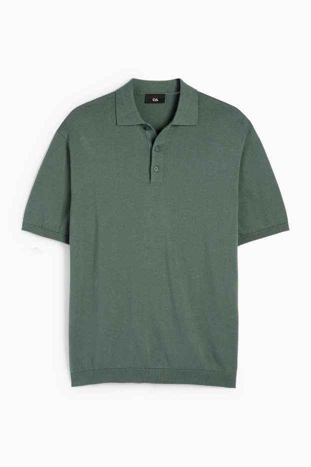 Herren - Strick-Poloshirt - Regular Fit - grün