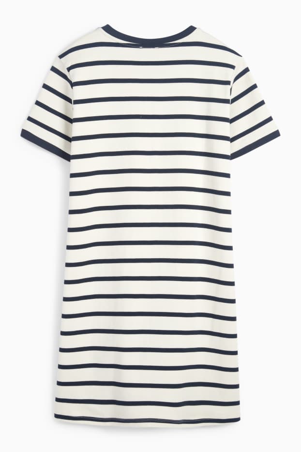 Damen - T-Shirt-Kleid - gestreift - dunkelblau / cremeweiß
