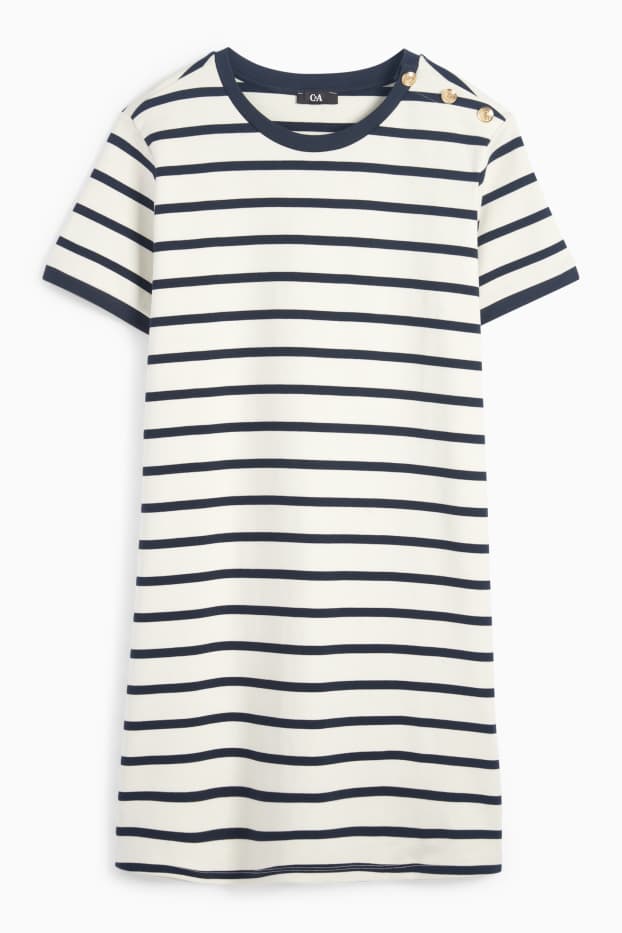 Damen - T-Shirt-Kleid - gestreift - dunkelblau / cremeweiß