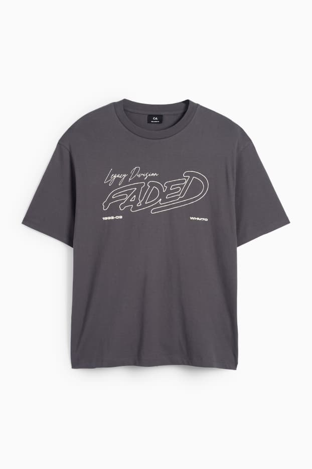 Heren - T-shirt - relaxed fit - donkergrijs