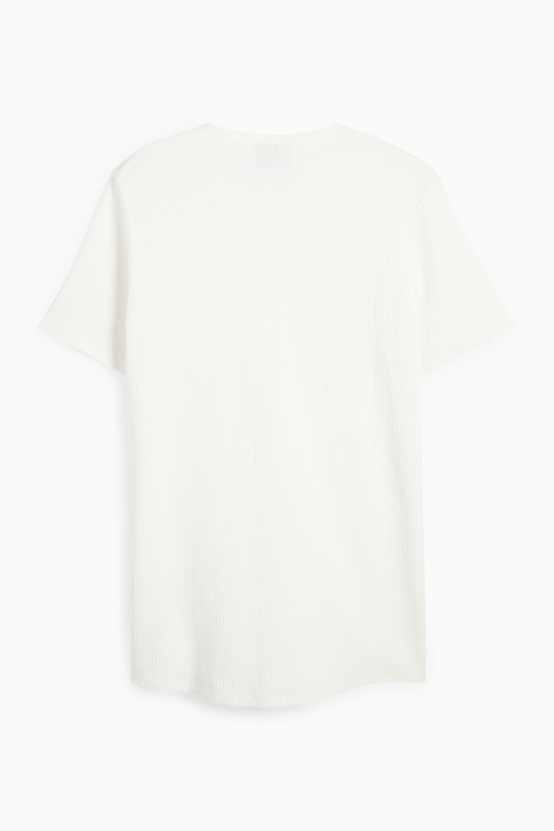 Herren - T-Shirt - Regular Fit - strukturiert - weiß