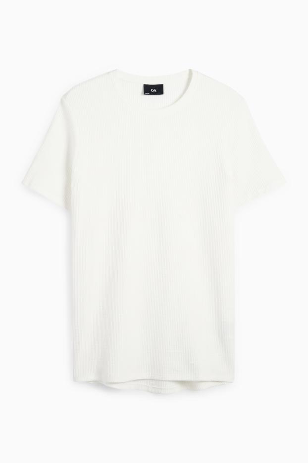 Herren - T-Shirt - Regular Fit - strukturiert - weiß