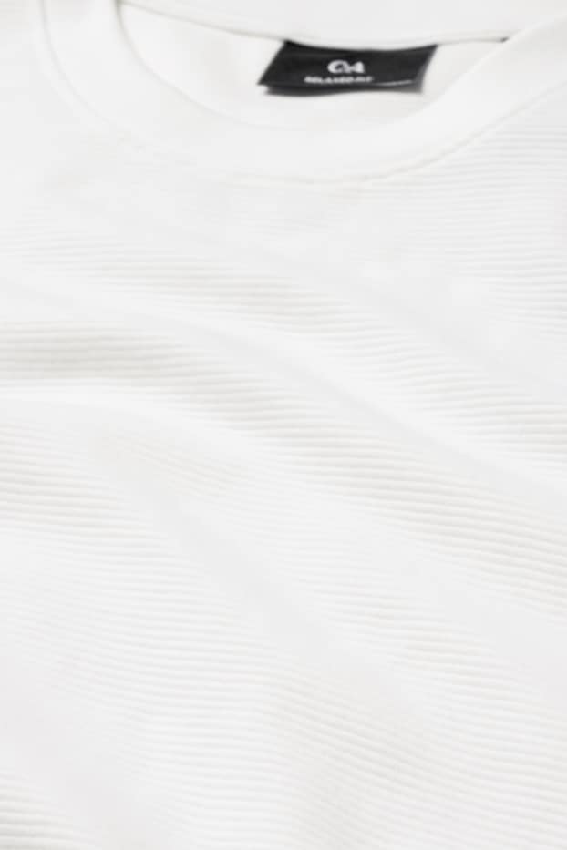 Herren - T-Shirt - Relaxed Fit - gerippt - weiß