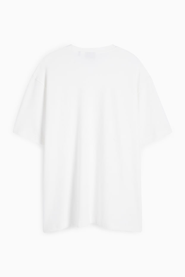 Herren - T-Shirt - Relaxed Fit - gerippt - weiß