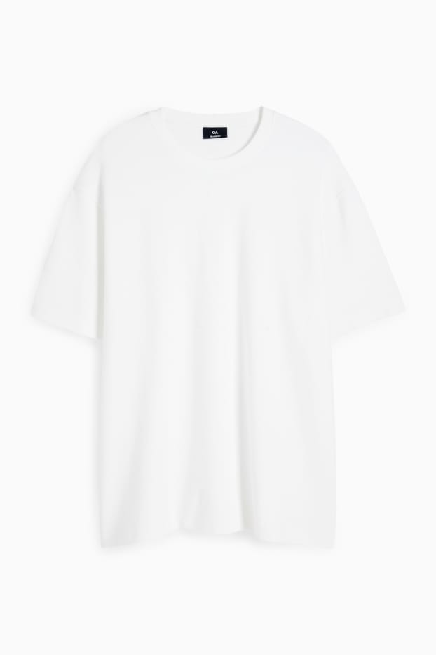 Herren - T-Shirt - Relaxed Fit - gerippt - weiß