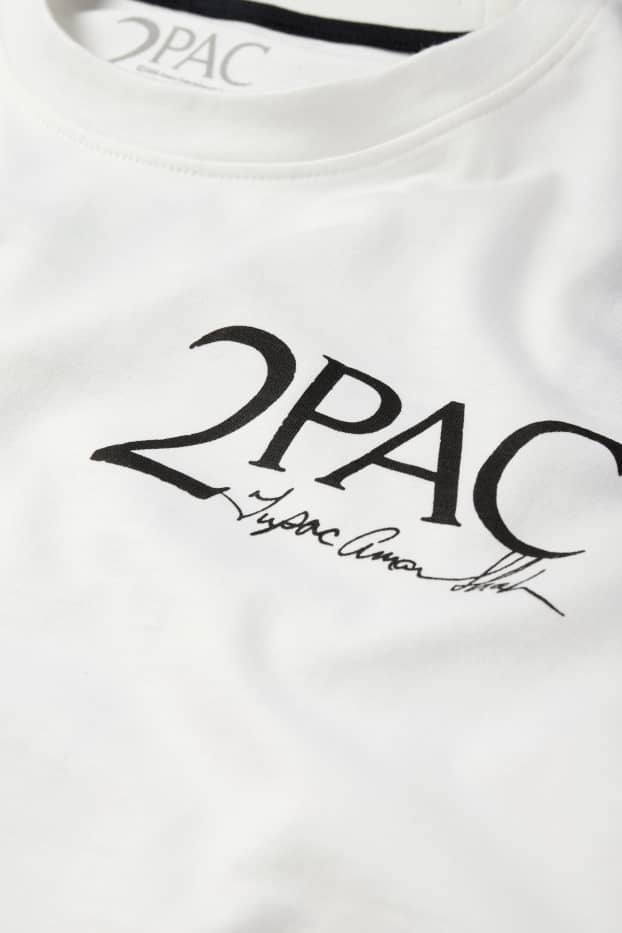 Heren - T-shirt - oversized - Tupac - wit