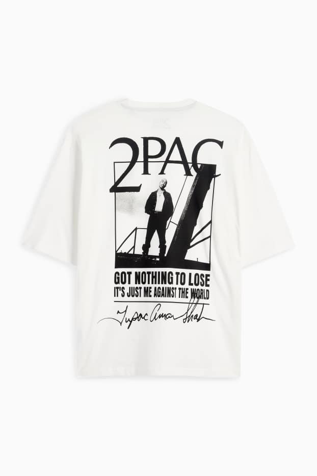 Heren - T-shirt - oversized - Tupac - wit