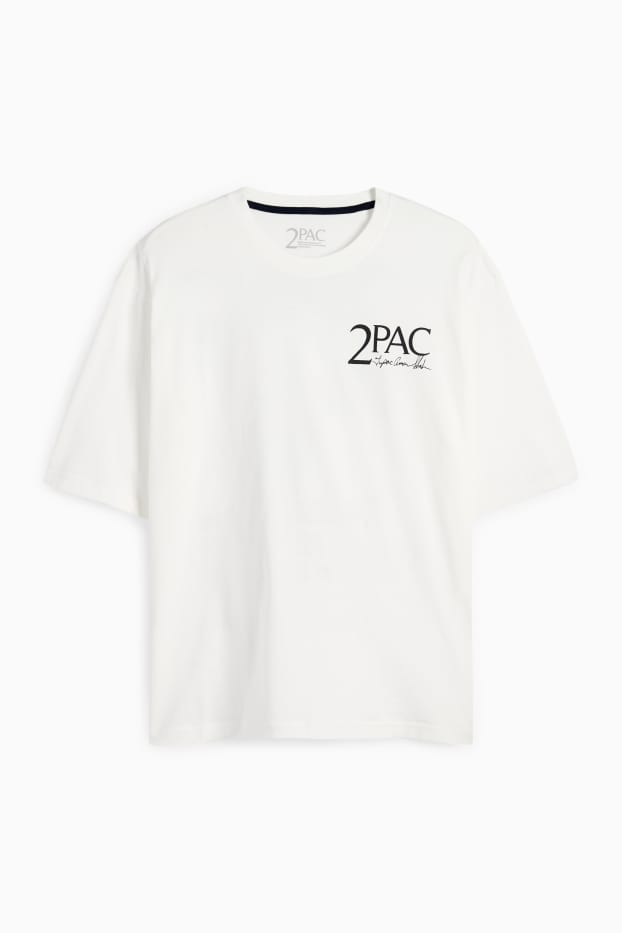 Heren - T-shirt - oversized - Tupac - wit