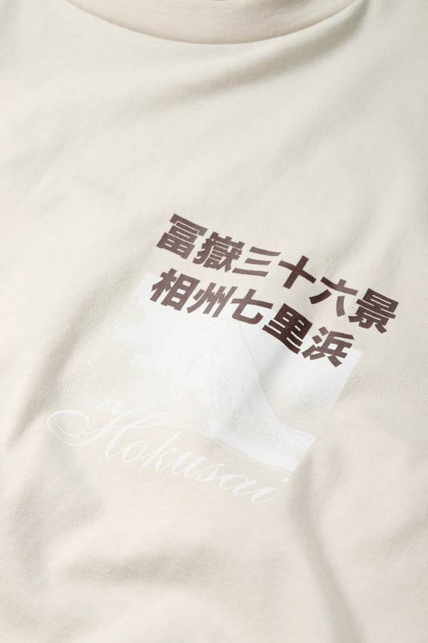 Uomo - T-shirt - oversize - Hokusai - beige chiaro