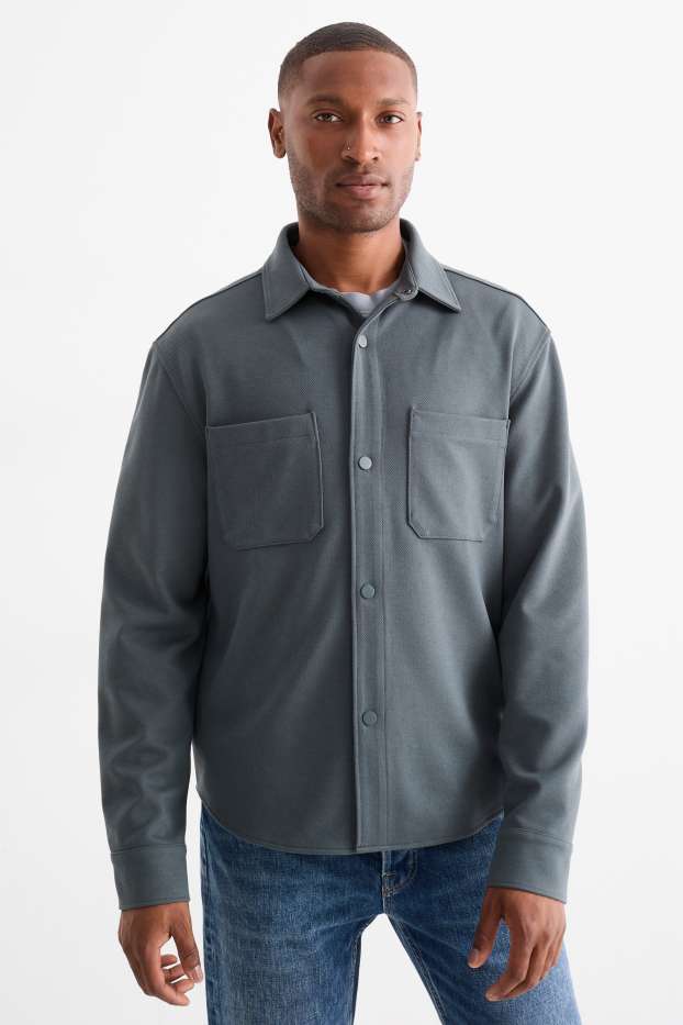 Heren - Overhemd - relaxed fit - kent - donkergroen
