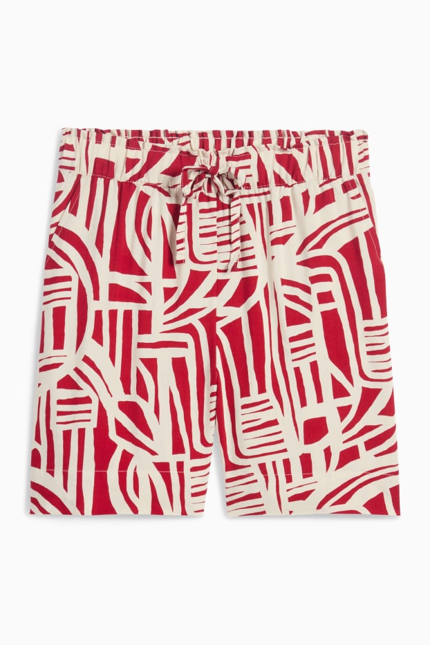 Mujer - Shorts - high waist - estampado - rojo / blanco roto