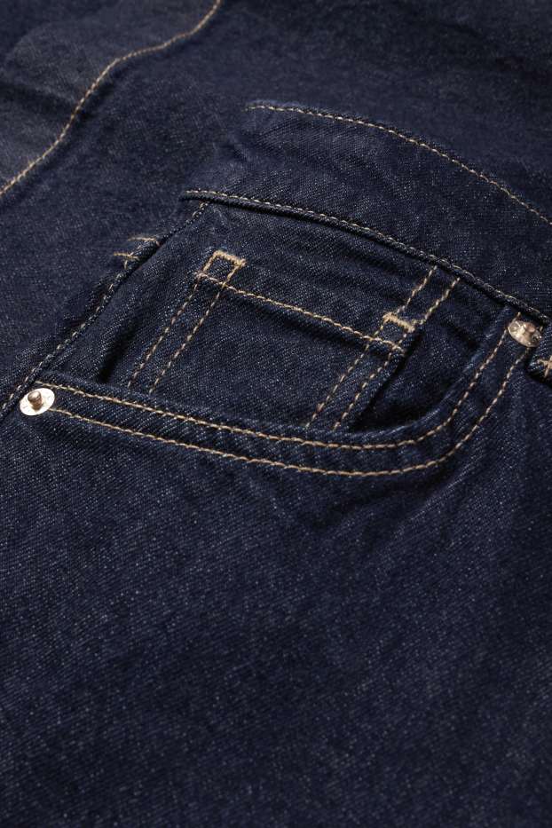 Donna - Jeans corti a gamba larga - vita media - jeans blu scuro