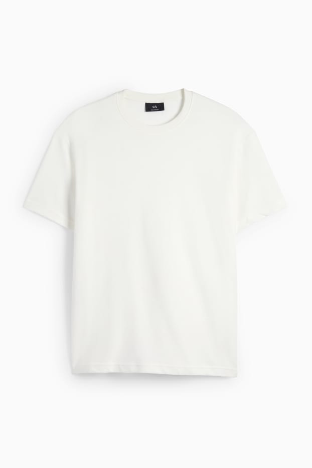 Men - T-shirt - relaxed fit - textured - white