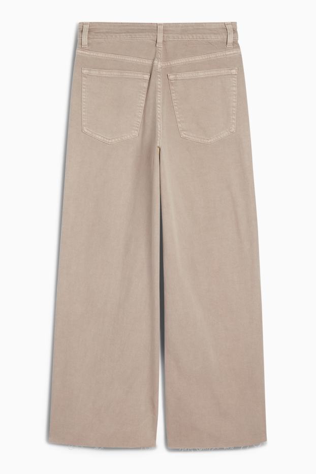 Dámské - Krátké wide leg jeans - mid waist - džíny - šedé