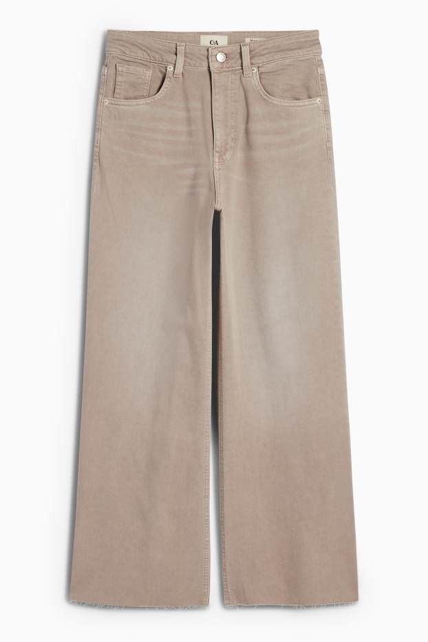 Dámské - Krátké wide leg jeans - mid waist - džíny - šedé