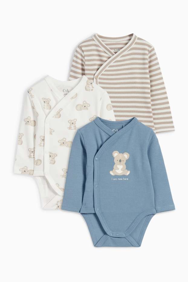 Baby: jongens - Set van 3 - koala - baby-wikkelrompertje - blauw