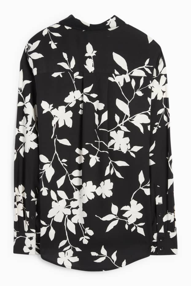 Damen - Bluse - geblümt - schwarz / weiß