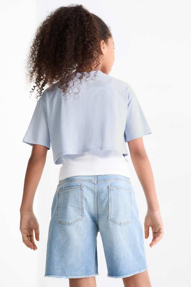 Kinder Mädchen - Harry Potter - Set - Kurzarmshirt und Top - 2 teilig - hellblau