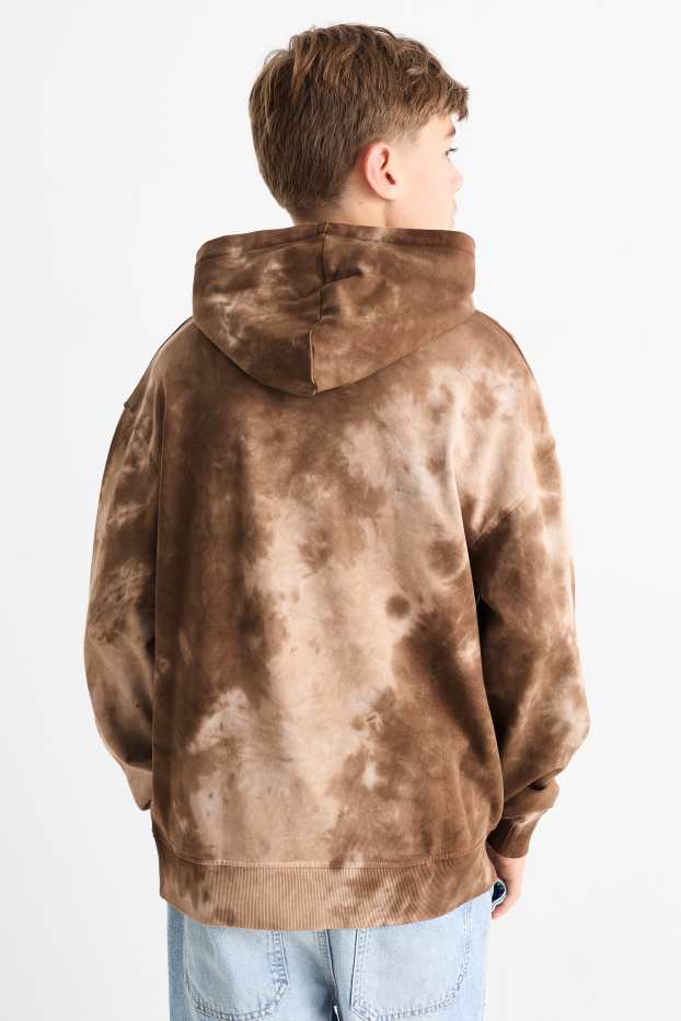 Kinder Buben - Hoodie - gemustert - dunkelbraun